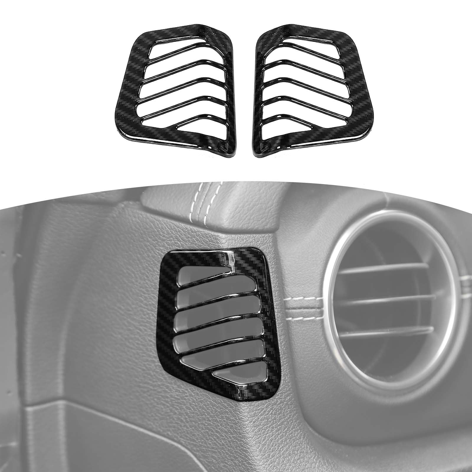 Jeep Wrangler JL JLU & Gladiator JT Dash Side Air Vent Trim Cover (2018-2023) - Carbon Fiber AC Vent Accessories 2pcs - Upgrade Interior & Protect Vents for Off-Roading & Daily Driving