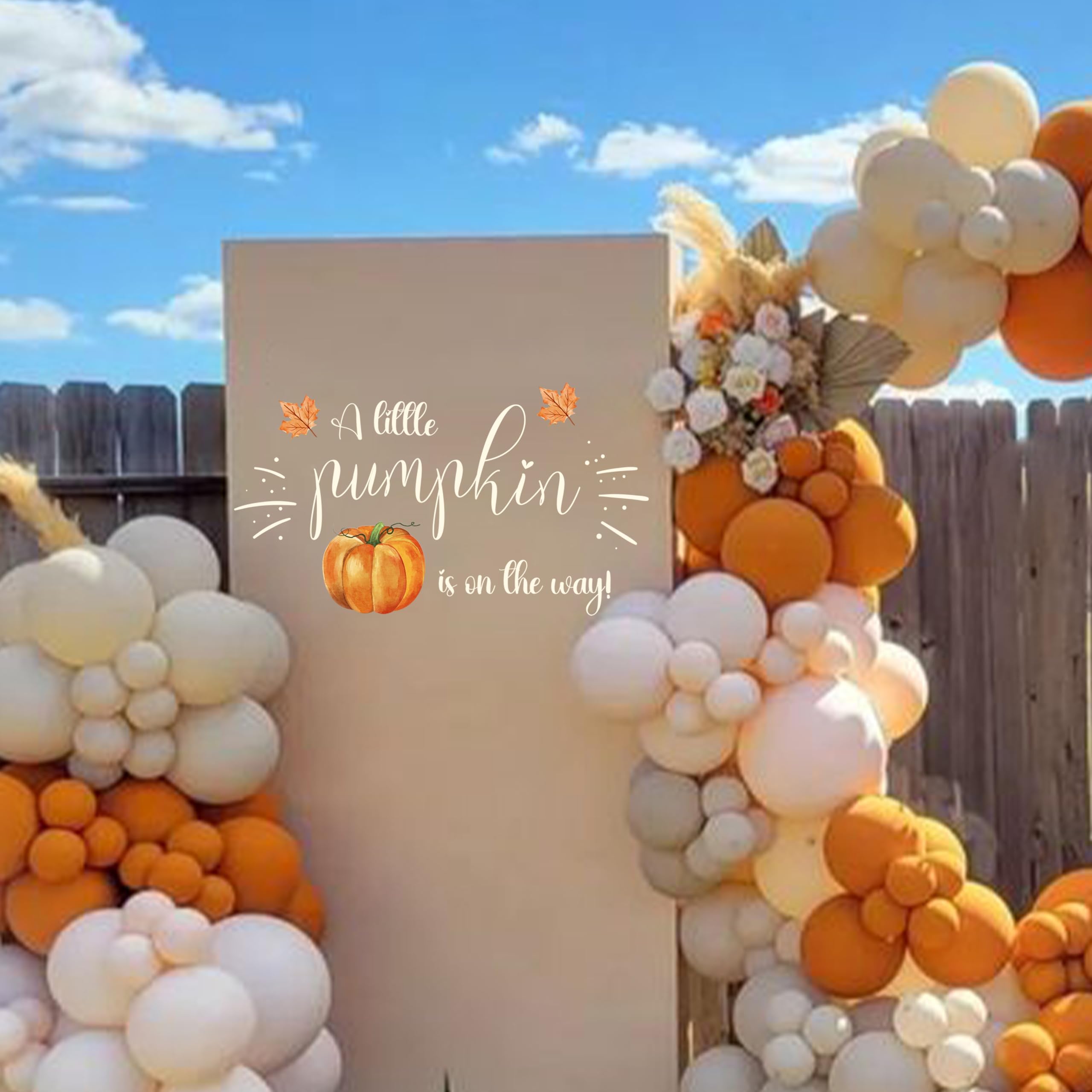 Orange 'A Little Pumpkin is On The Way' Baby Shower Decal Sign - Gender Neutral Nursery Wall Decor for Baby Shower Party, Gender Reveal & Newborn Celebration - Perfect for Fall, Halloween & Thanksgiving Decorations