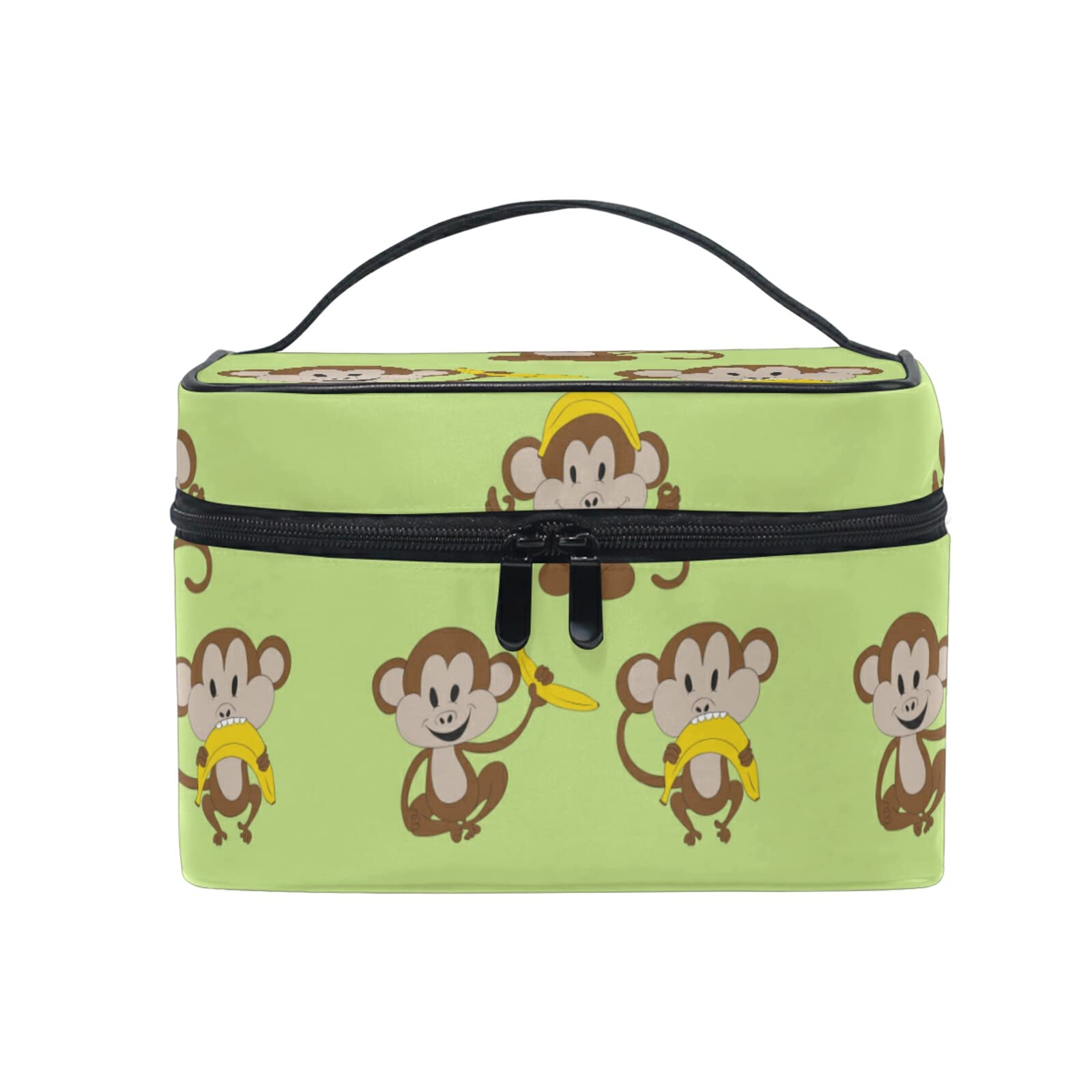 Adorable Baby Monkey Banana Print Makeup Bag for Women - Waterproof Cosmetic & Toiletry Travel Organizer - Perfect for Travel, Gym, and Daily Essentials Storage