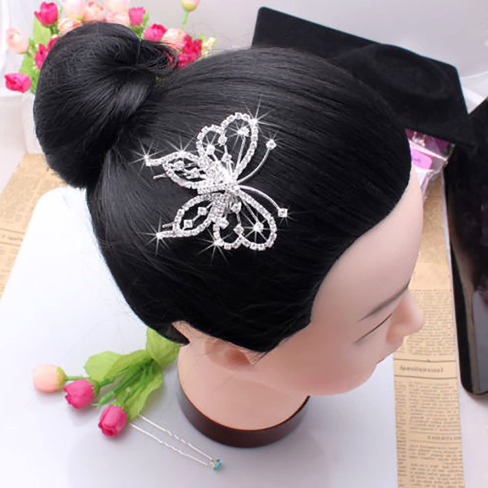 Elegant Butterfly Rhinestone Hair Comb Clip - Wedding Bridal Jewelry for Women, Bride Wedding Headdress Veil & Accessories (KO-1204) | Perfect for Bridal Shower, Wedding Ceremony & Special Occasions