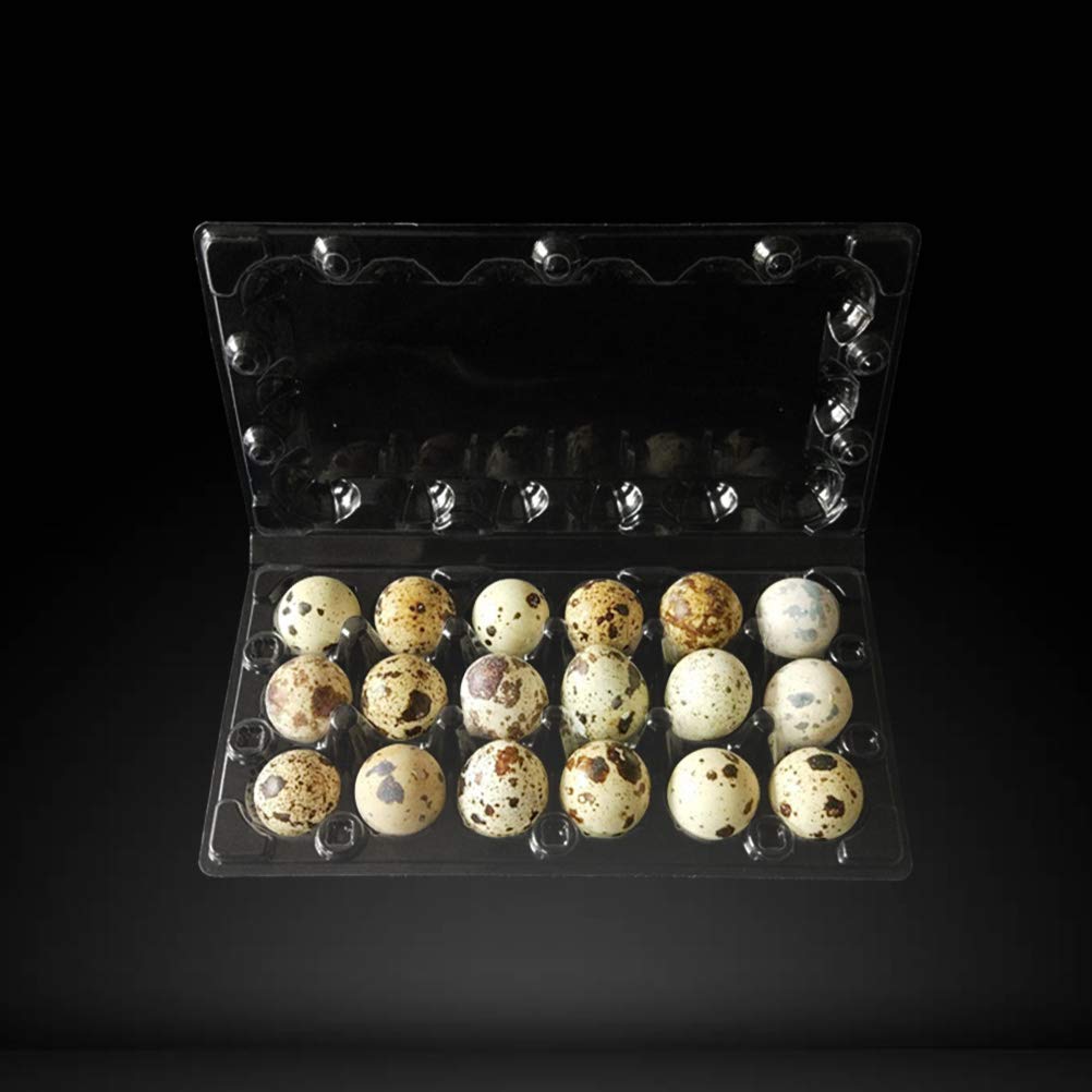 Hemoton 50-Pack 18-Cell Plastic Quail Egg Cartons with Lids - Durable Egg Storage Containers for Refrigerator, Perfect for Farm Fresh Eggs, Farmers Market & Home Kitchen Organization