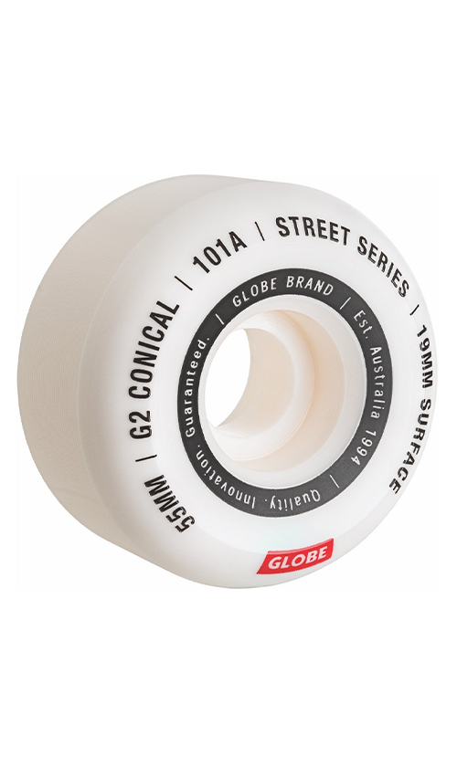 Globe G2 Conical Street Skateboard Wheels 53mm - White/Essential - High Performance Wheels for Street Skating and Tricks