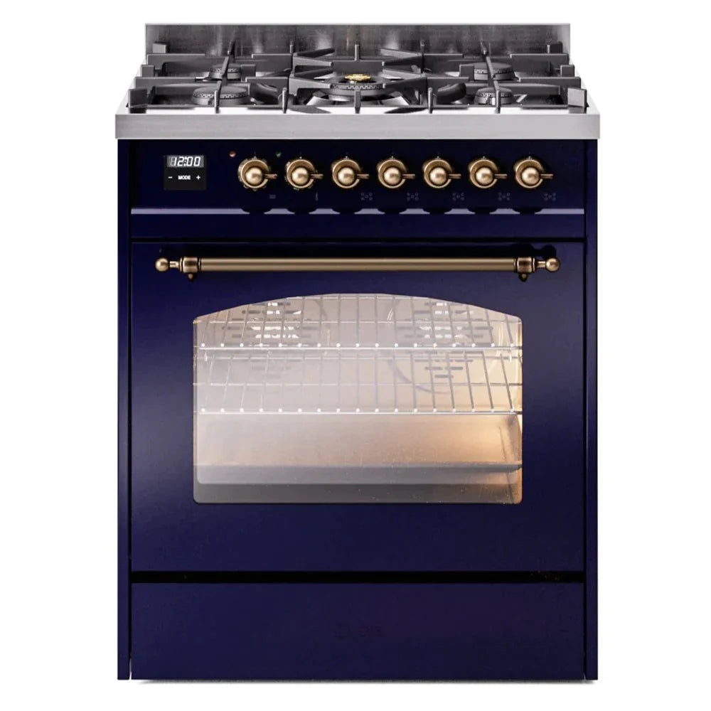 ILVE 30 Nostalgie II Series Freestanding Dual Fuel Range with 5 Sealed Burners - Professional Gas Stove & Electric Oven for Home Kitchen - Perfect for Baking, Roasting, and Family Cooking (Model UP30NMP)