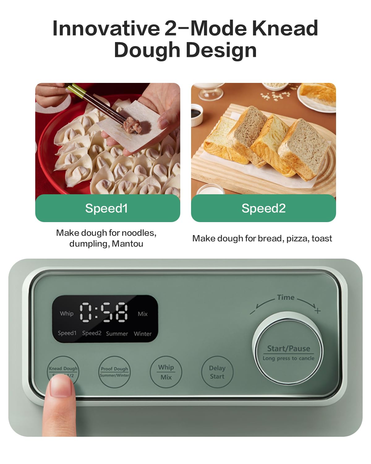 Electric Dough Maker with Proofing Function - 4.5Qt Stainless Steel Mixer with Microcomputer Timer & Dough Hook - Perfect for Baking Bread, Pizza, Pasta & Pastries at Home