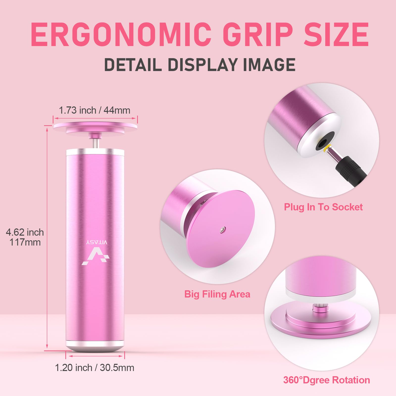 Electric Callus Remover for Feet - Adjustable Speed 0-800 RPM, Rechargeable Foot File with 70 Replacement Sandpaper Discs, Professional Pedicure Tool for Dead Cracked Skin & Calluses Removal - Perfect for Home Spa, Salon & Travel (Pink)