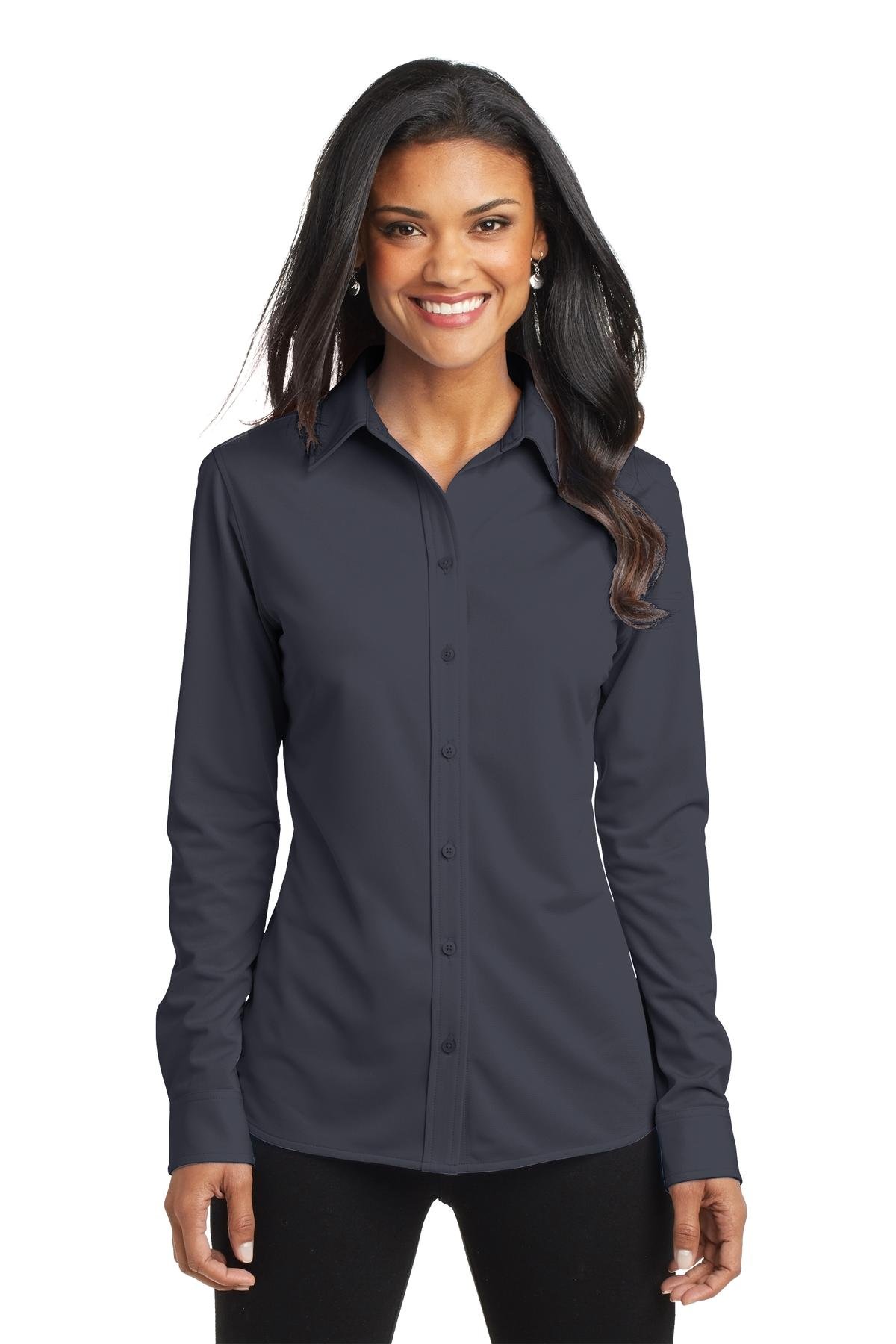 Port Authority Women's Dimension Knit Dress Shirt - Comfortable Office & Business Casual Blouse for Professional Women | Perfect for Work, Meetings & Corporate Events