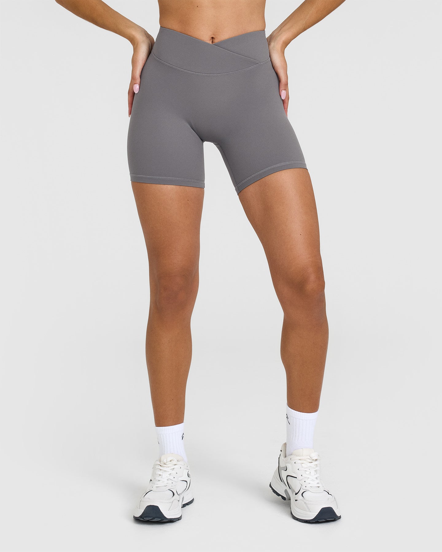 Unisex Wrap Shorts 6 | Ash Grey - Perfect for Yoga, Running & Beach Wear
