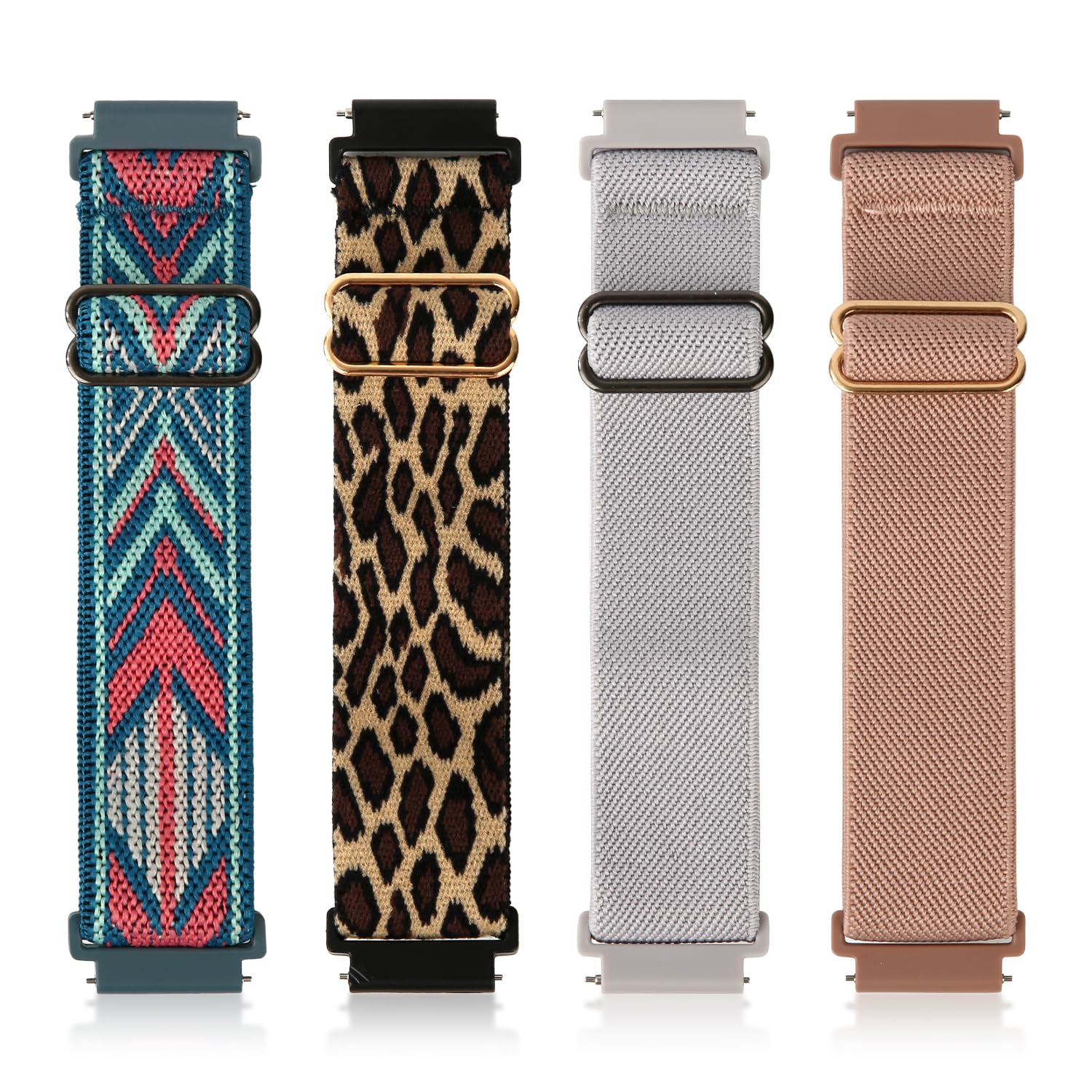 4-Pack Elastic Nylon Watch Bands - 20mm Stretchy Replacement Straps for Samsung Galaxy Watch 5 (40mm/44mm/45mm) & Galaxy Watch 5 Pro - Comfortable Adjustable Wristbands for Workouts, Running & Everyday Wear