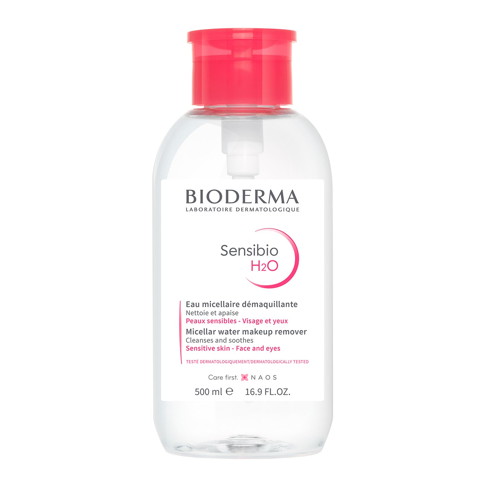 Sensibio H2O Micellar Water 500ml - Upside Down Dispenser for Easy Use | Perfect for Makeup Removal & Sensitive Skin Care