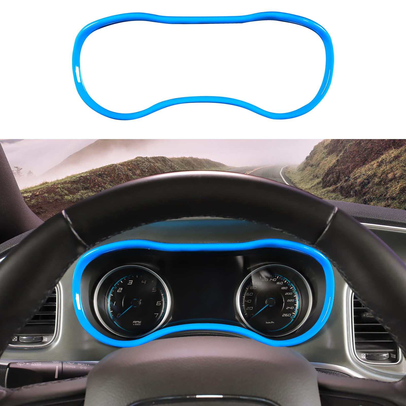 2015-2019 Dodge Charger ABS Bright Blue Center Console Dash Trim - Voodonala Charger Accessories for Interior Upgrade | Perfect for Car Enthusiasts & Custom Modifications