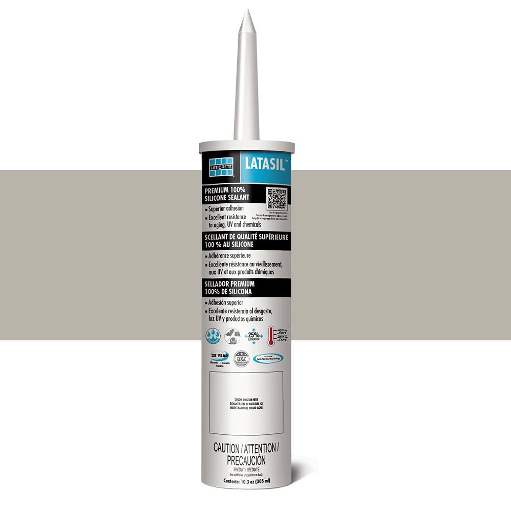 Laticrete Latasil Silicone Sealant - Iron Gray - Premium Waterproof Sealant for Bathrooms, Kitchens & Showers - Ideal for Tile, Glass & Metal Surfaces