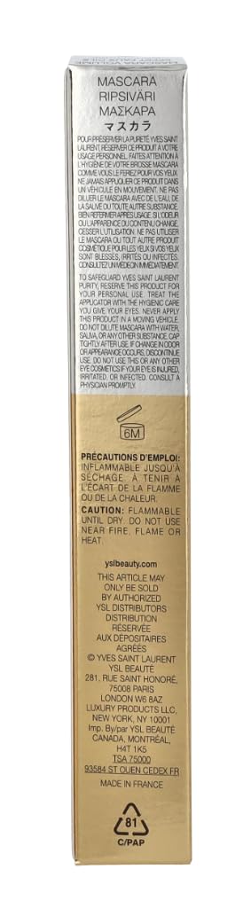 YSL Volume Effet Faux Cils Waterproof Mascara - #1 Charcoal Black (6.9ml/0.23oz) - Lengthening & Volumizing Waterproof Mascara for Dramatic Lashes | Perfect for Parties, Weddings & Everyday Glam