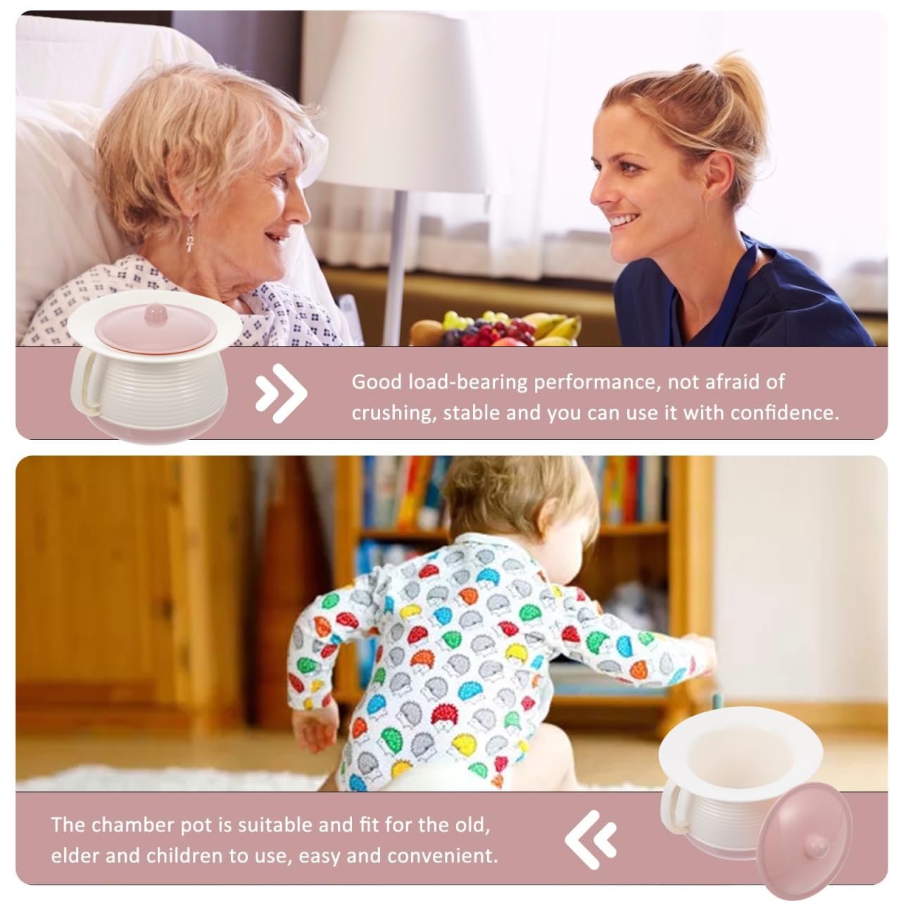 Portable Adult Urinal with Lid - Plastic Spittoon & Bedpan for Men, Elderly & Toddlers - Travel, Home Care & Hospital Use