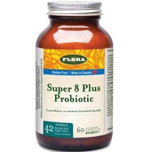 Flora Super 8 Plus Probiotic 42 Billion CFU - 60 Veggie Capsules for Digestive & Immune Support - Daily Gut Health Supplement for Men & Women