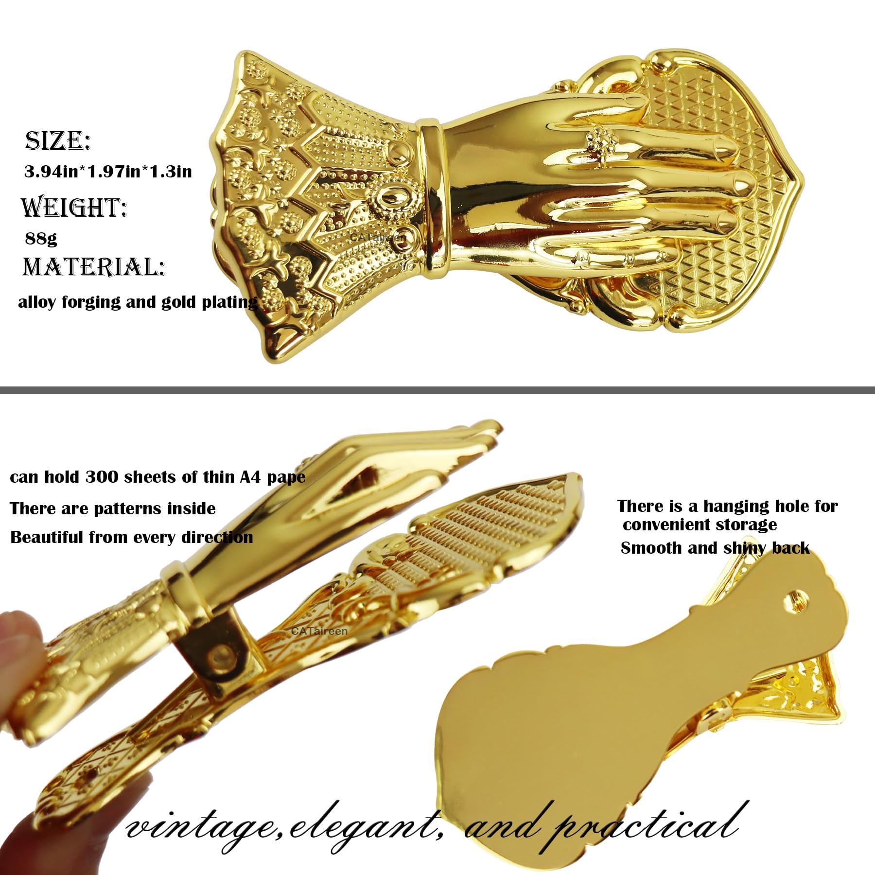 Vintage Gold Metal Paper Clip - Traveler's Notebook Supplies Holder for Junk Journal, TN, Card Making & DIY Planner - Perfect for Scrapbooking, Decoupage & Craft Embellishments