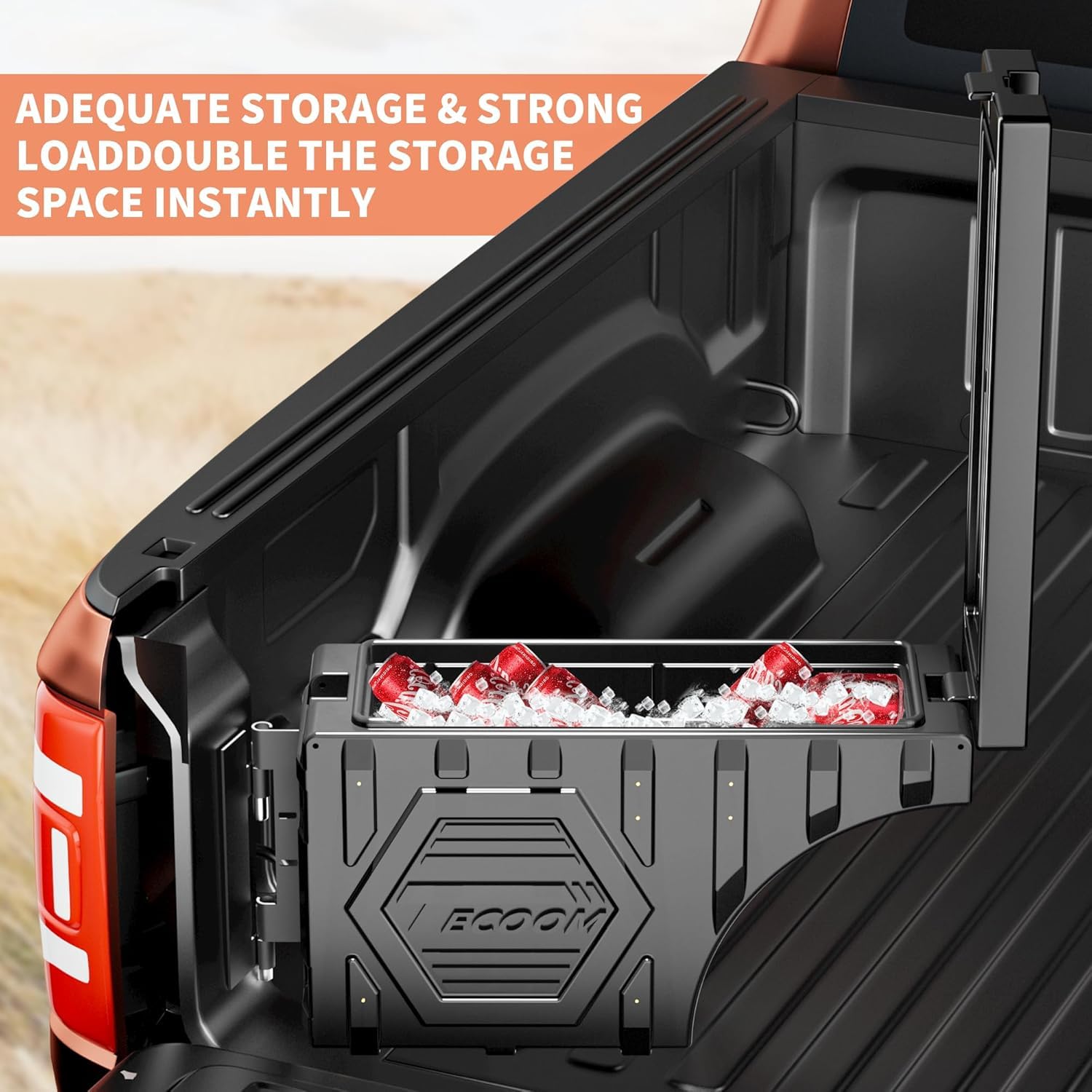 Lockable Waterproof Truck Bed Tool Box for Ford F150 - 20L/5.28Gal Double Layer Swing Wheel Well Storage Organizer (Black) | Durable Driver & Passenger Side Toolbox for Truck Trunk | Perfect for Road Trips, Camping & Work Site Organization