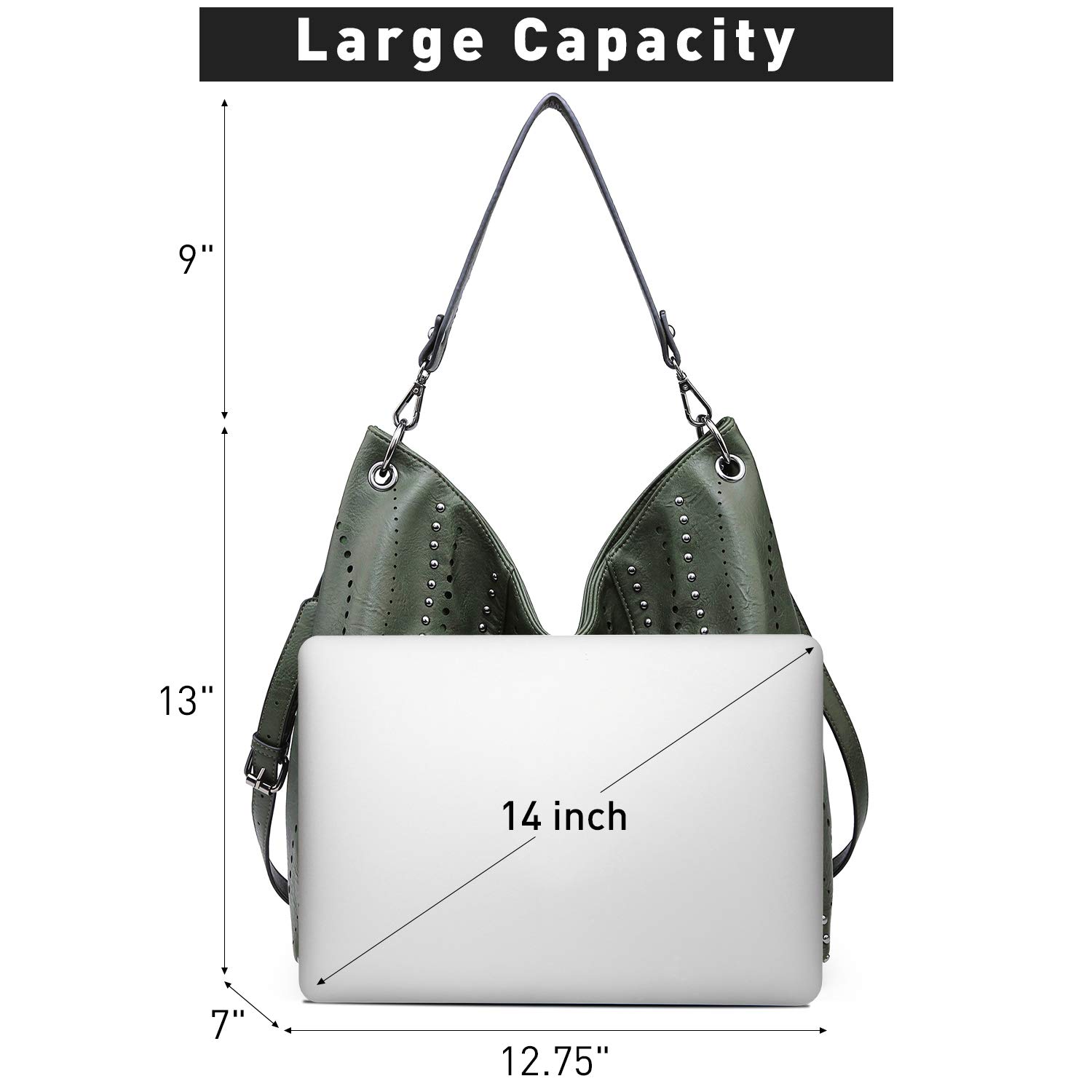 VONMAY Vegan Leather Handbags for Women - Large Hobo Tote Purse with Studs, Bucket Shoulder Bag - Perfect for Work, Travel & Everyday Use