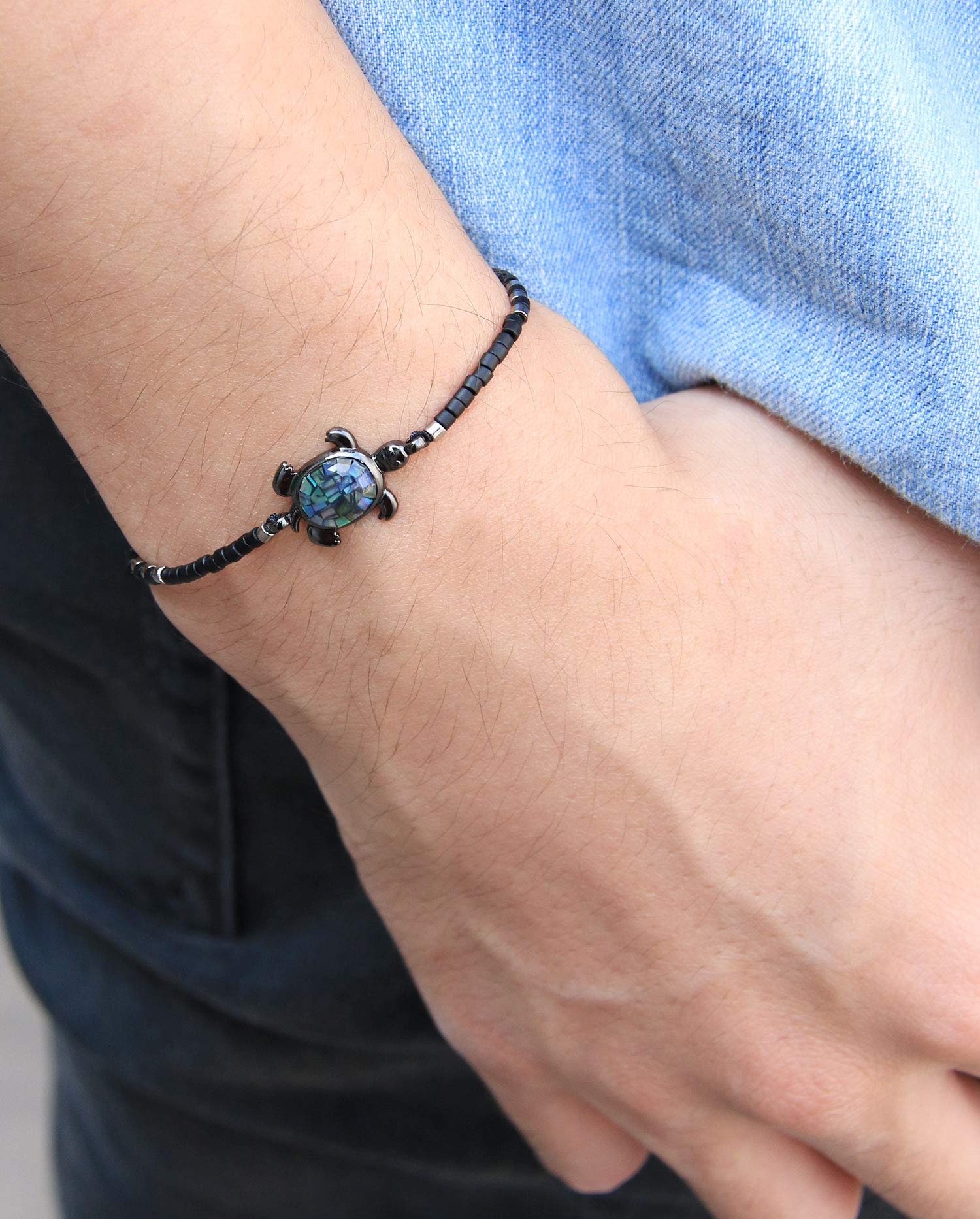 KELITCH Crystal Turtle Charm Bracelet - Miyuki Beaded Thin Strand Friendship Bracelet for Women - Adjustable Multi-Color Jewelry Gift for Best Friend, Birthday, Anniversary & Everyday Wear
