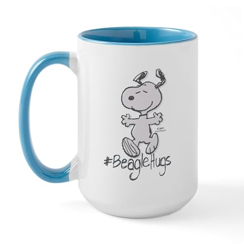 White/Blue Inside - Snoopy Beagle Hugs Mugs