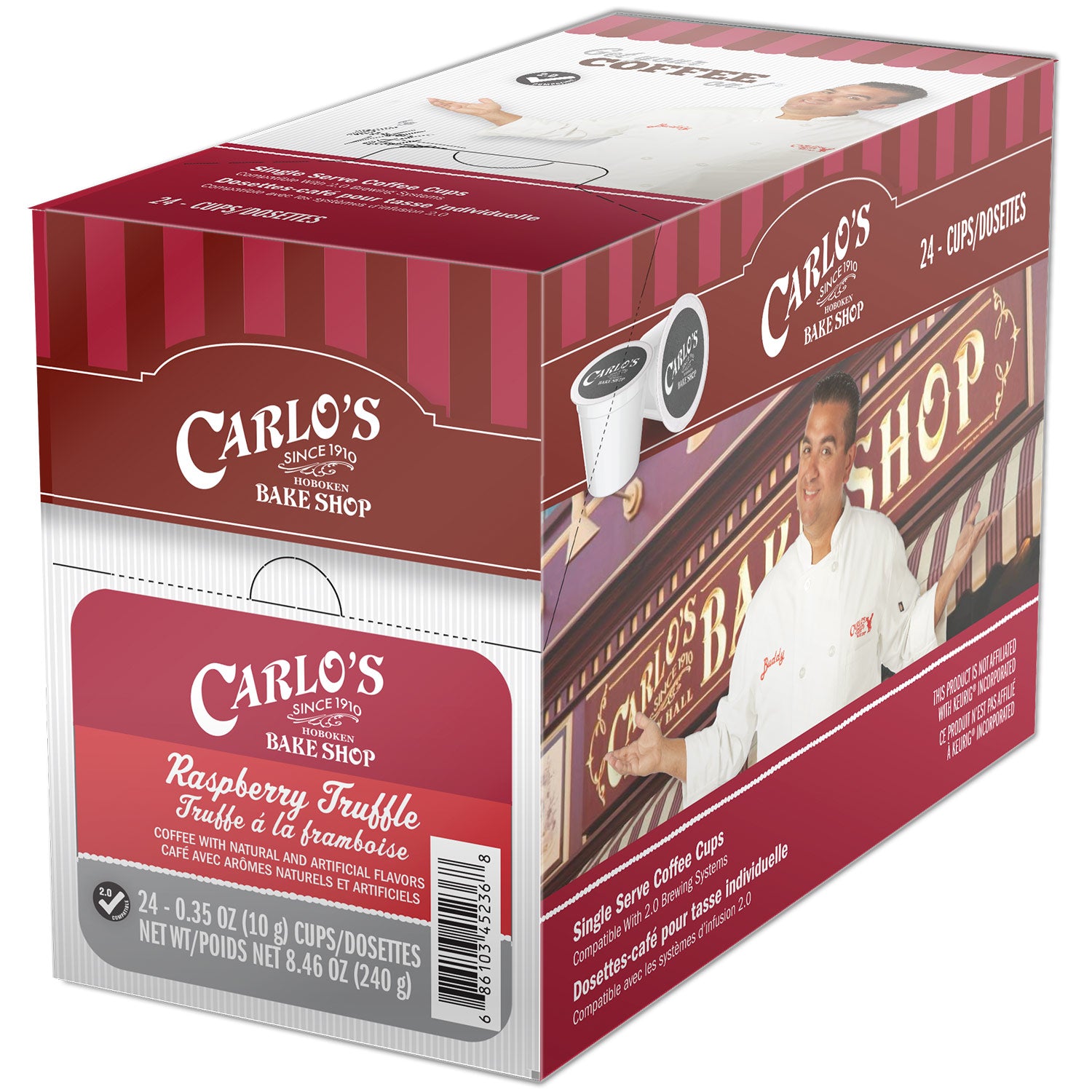 Carlo's Bake Shop Raspberry Truffle Single Serve Coffee Pods - 24 Pack K-Cup Compatible for Keurig Brewers - Perfect for Office, Home & Gift Giving