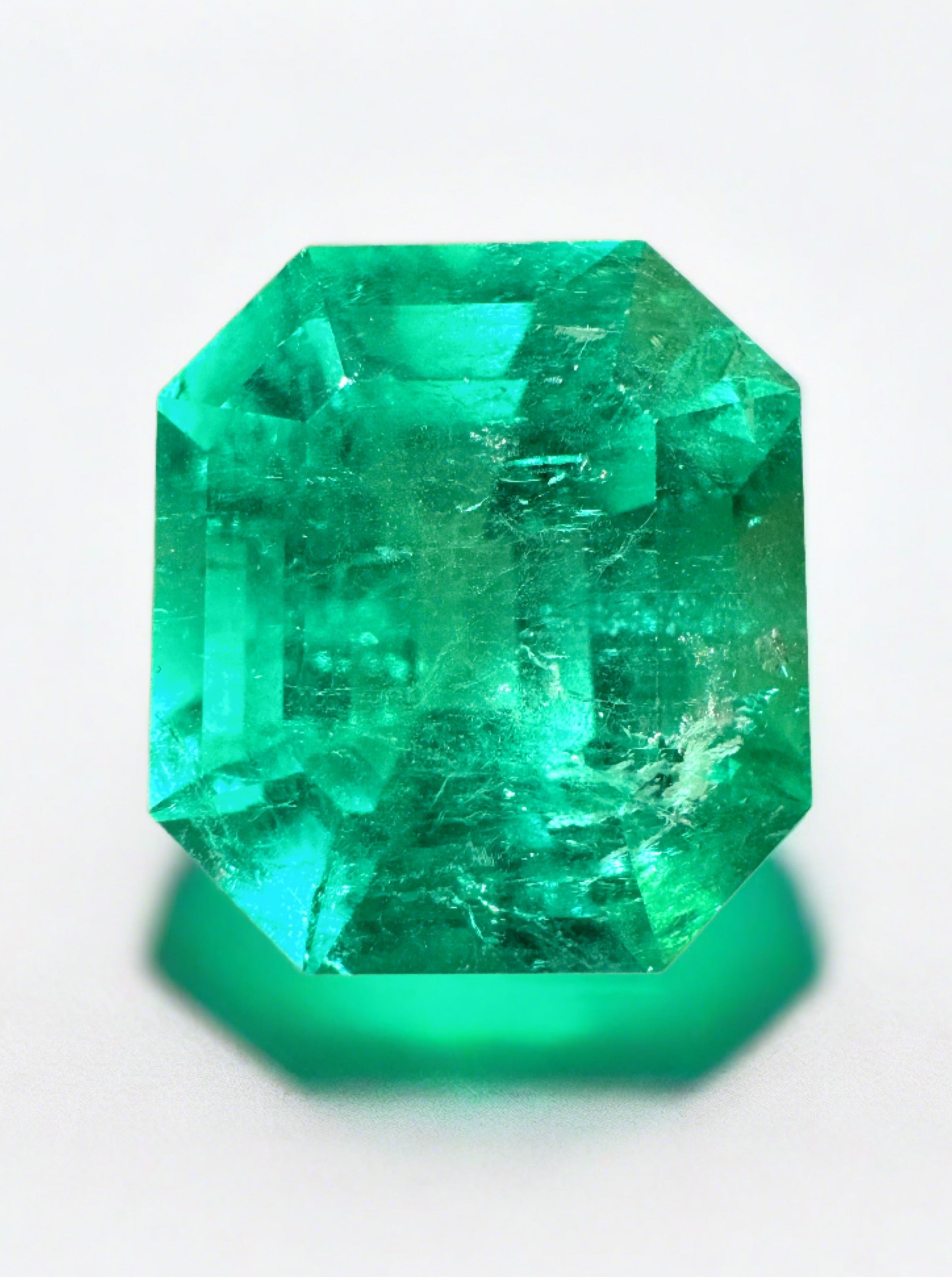10.81 Carat GIA Certified Vivid Muzo Colombian Emerald - Natural Loose Gemstone, Asscher Cut (14x13mm) | Perfect for Engagement Rings, Luxury Jewelry & Collector's Pieces