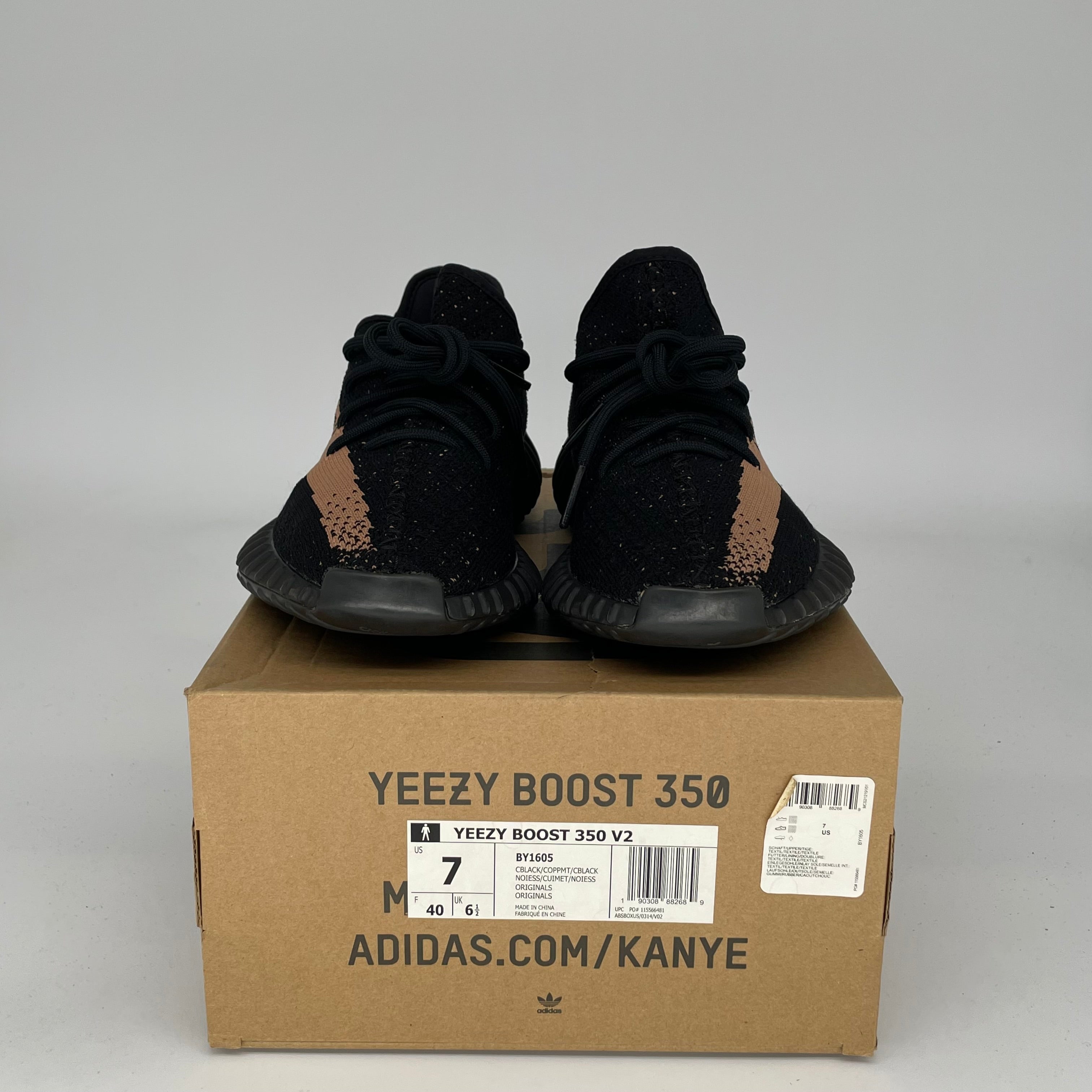 Adidas Yeezy Boost 350 V2 Core Black Copper - Men's Running Shoes Size 7 [BY1605] | Comfortable Sneakers for Gym, Workout & Casual Wear