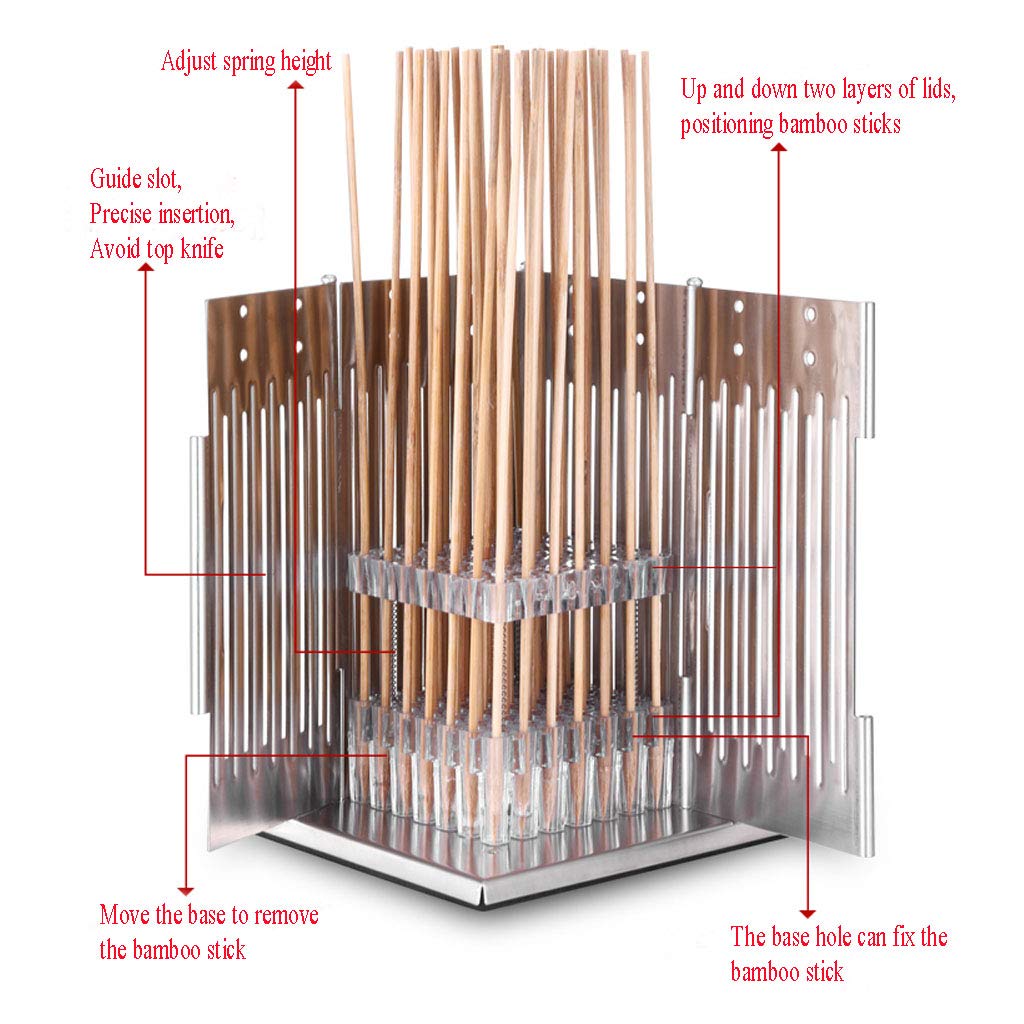 49 Holes Stainless Steel Meat Skewer Machine - Kabob Maker Box for BBQ, Beef & Mutton - Professional Grill Skewer Tool for Kebabs, Shish Kabobs & Meat Sticks - Perfect for Backyard BBQ, Camping & Outdoor Cooking