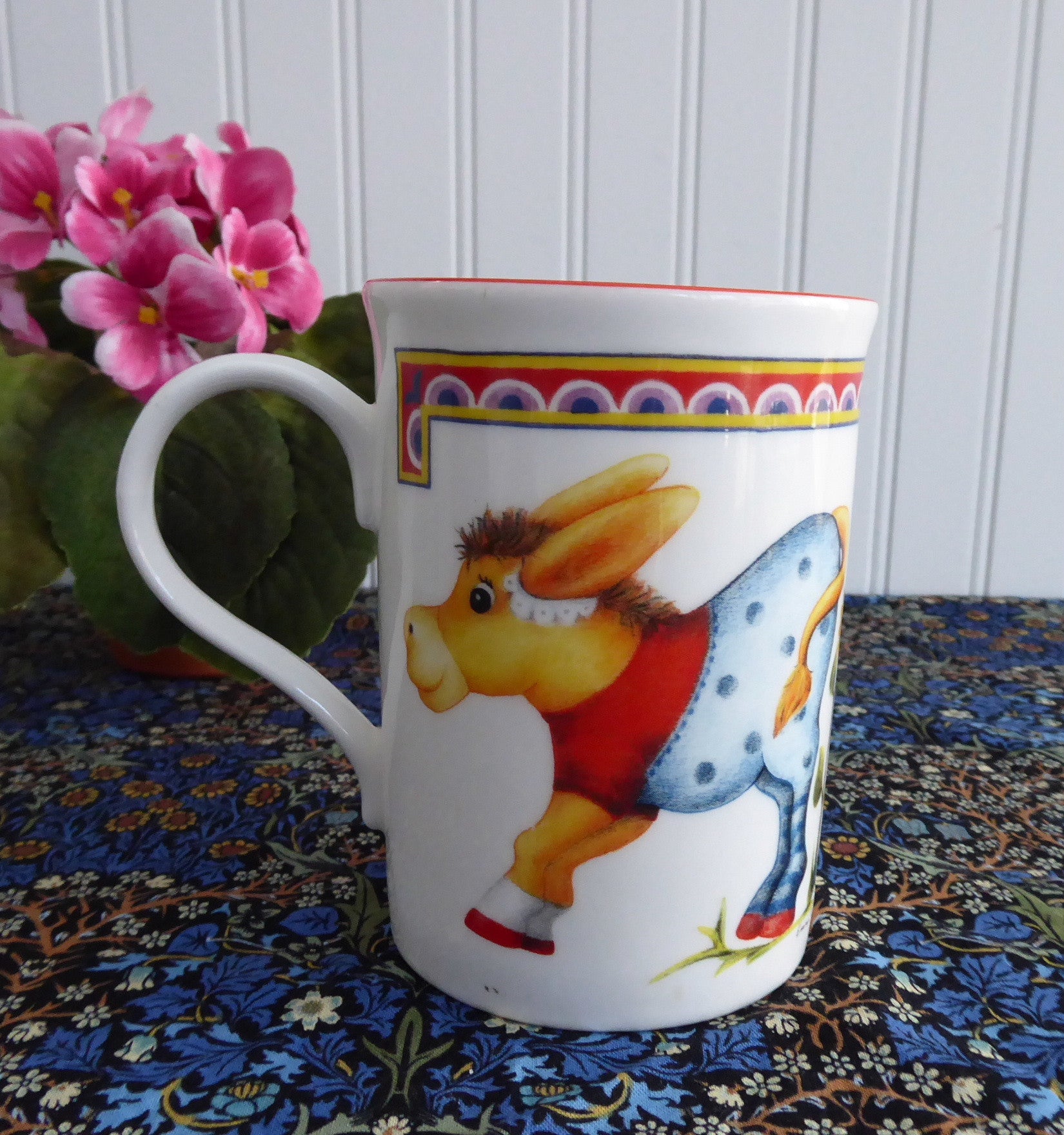 Vintage 1980s English Bone China Mug with Comical Donkeys in Clothes - Perfect for Tea, Coffee & Collectible Gift for Kids & Adults