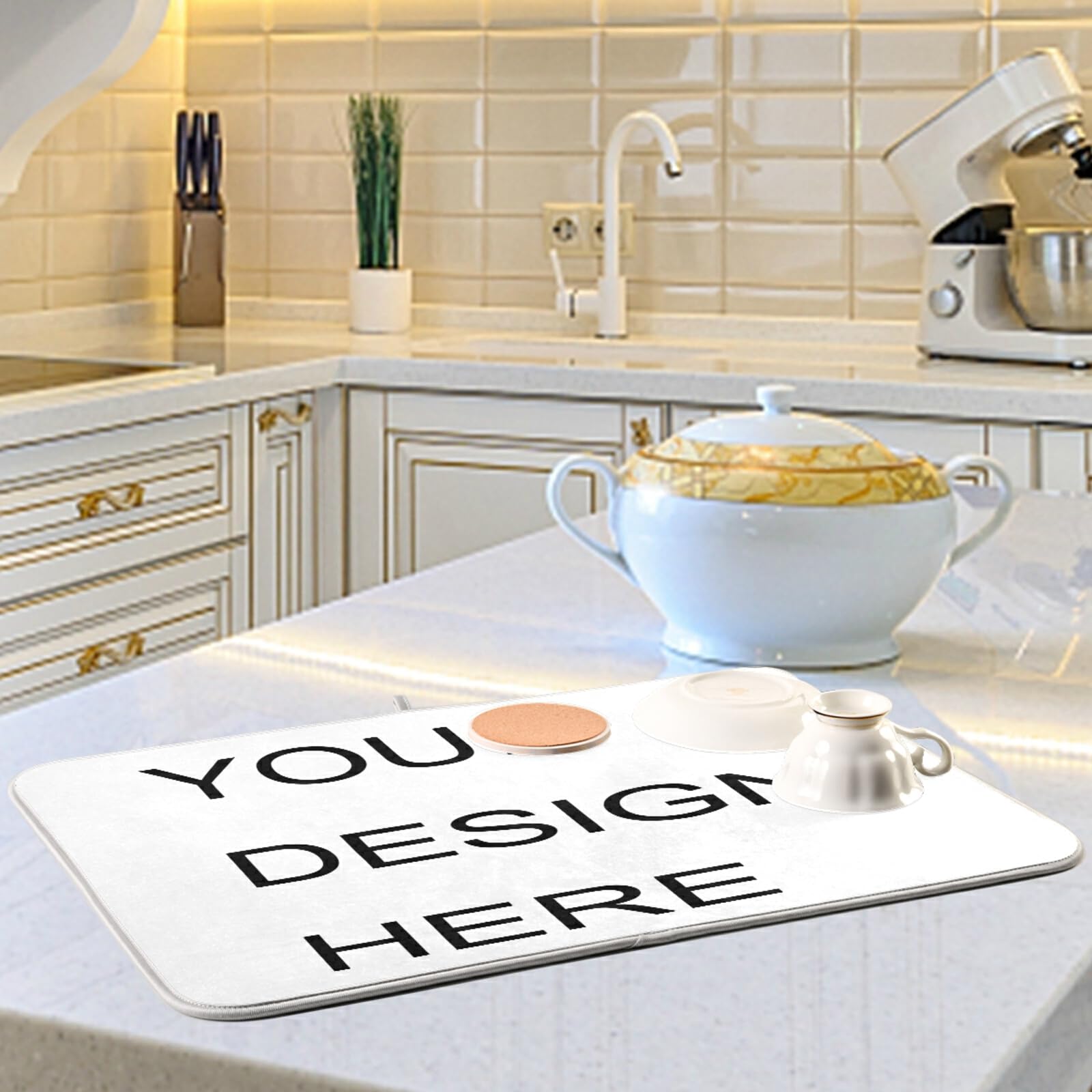 Custom Foldable Kitchen Dish Drying Mat - 18x24 Inch Absorbent Tableware Drying Pad for Counter Decoration, Perfect for Dishwashing & Kitchen Organization