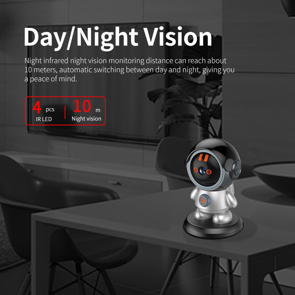 Smart WiFi Security Camera 3MP with 355° Pan & 60° Tilt - AI Human Detection, Night Vision, 2-Way Talk, Auto Tracking - Indoor/Outdoor Surveillance for Home & Business - Works with Alexa & Google Assistant