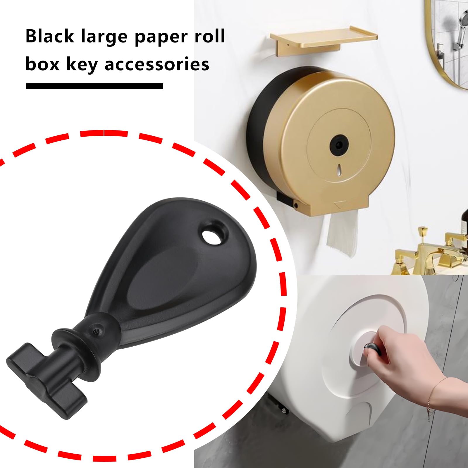 ECSiNG 2-Pack Paper Towel Dispenser Replacement Keys - Compatible with Toilet Paper & Paper Towel Holders (53x24x15mm, Black) - Perfect for Home, Office & Public Restrooms - Easy Spare Key Solution for Broken or Lost Dispenser Keys