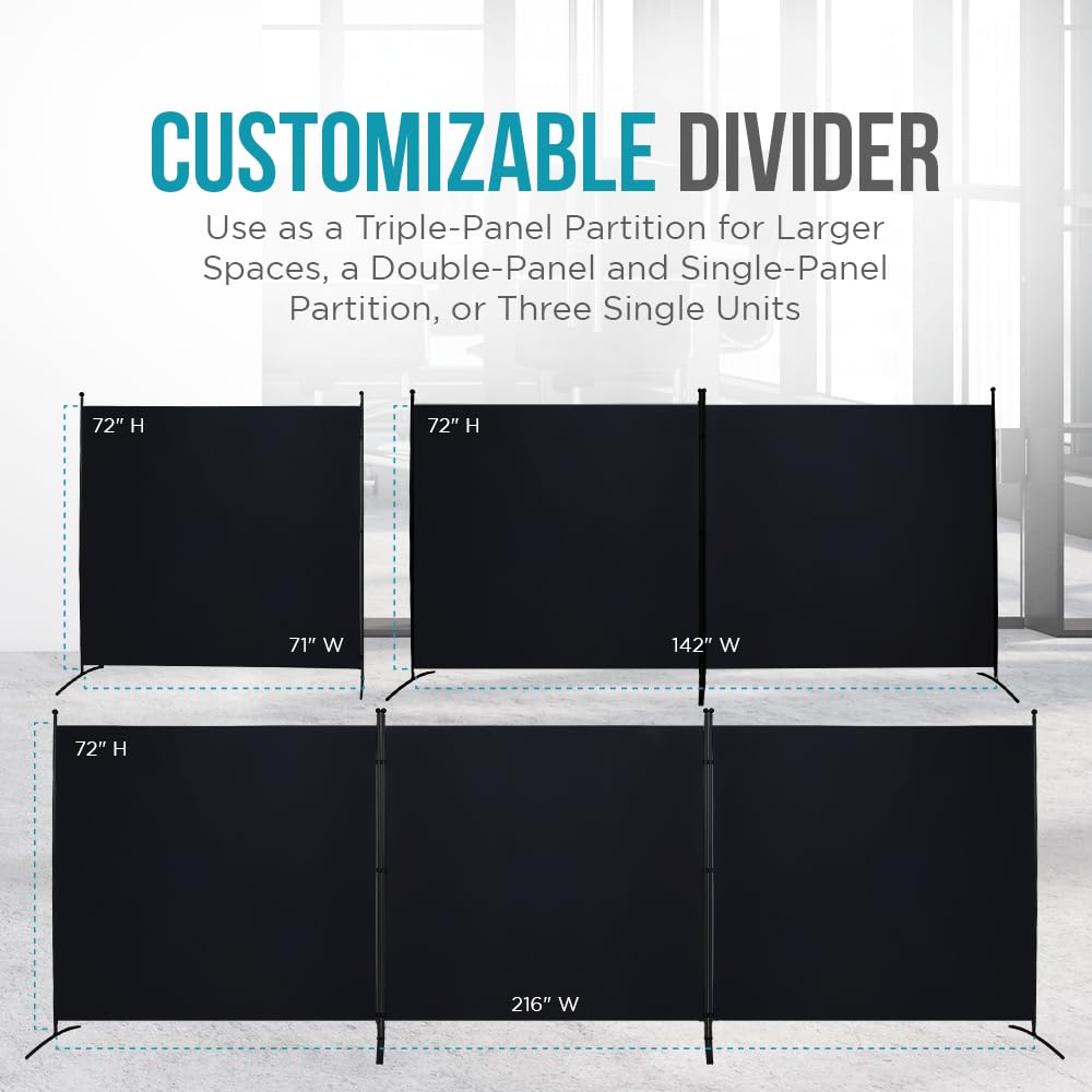 Steel-AID Triple-Panel Privacy Room Divider - 216