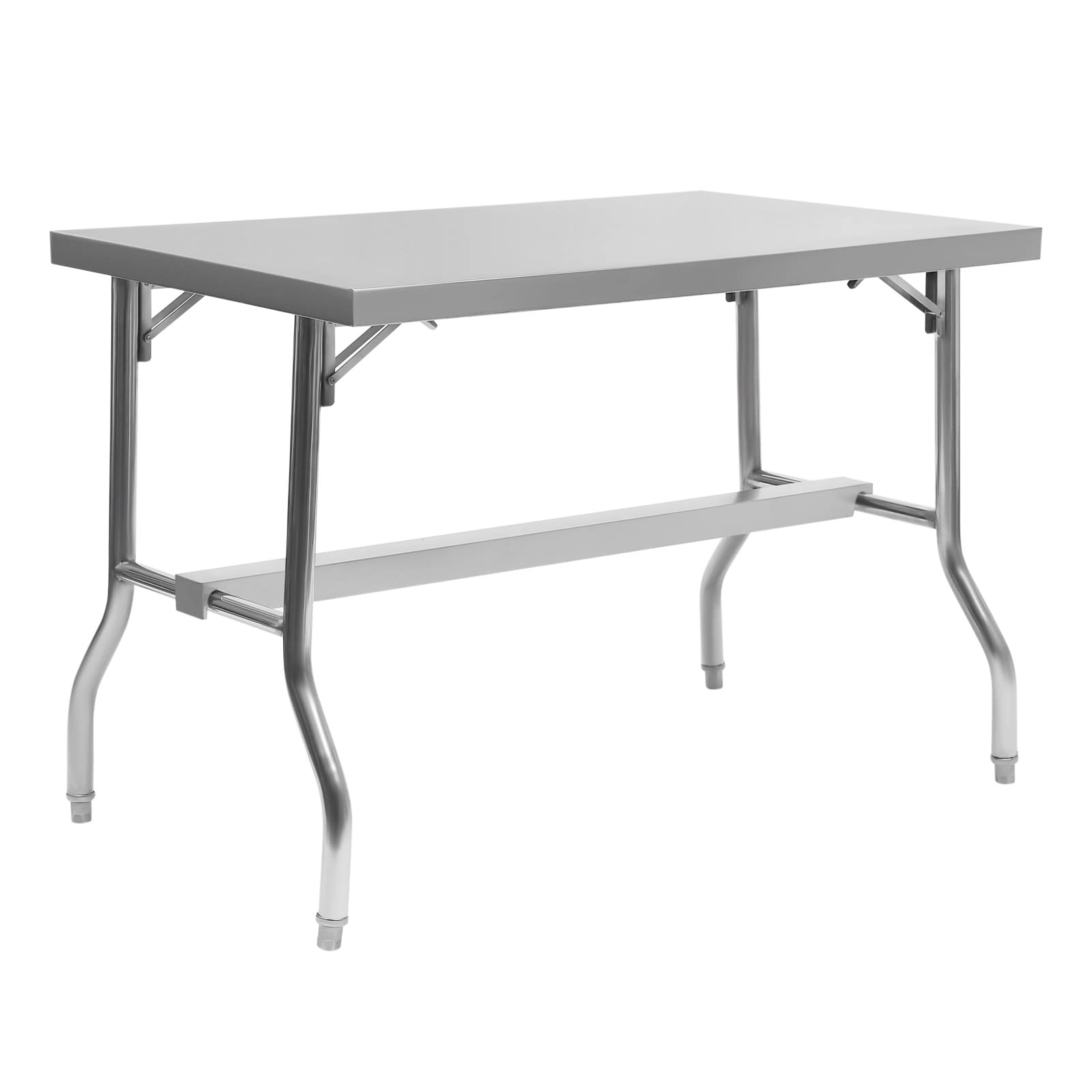 Stainless Steel Commercial Kitchen Prep Table - 48 x 24 Inches Heavy Duty Folding Workstation with Under Shelf - 1102 lbs Capacity - Perfect for Restaurant, Home Kitchen & Outdoor BBQ Cooking