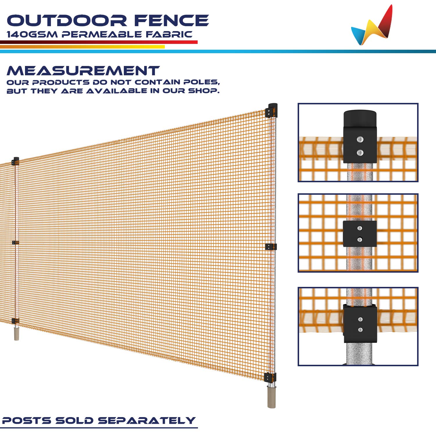 Durable 6' x 66' Orange Garden Fence Mesh Netting Roll - Heavy Duty Temporary Fencing for Backyard, Rabbits, Chickens, Poultry, Dogs & Vegetable Protection - Perfect for Outdoor Gardens, Yards & Animal Enclosures