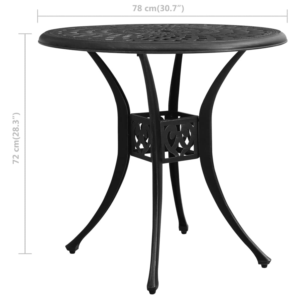 Black Cast Aluminum Outdoor Dining Table 30.7