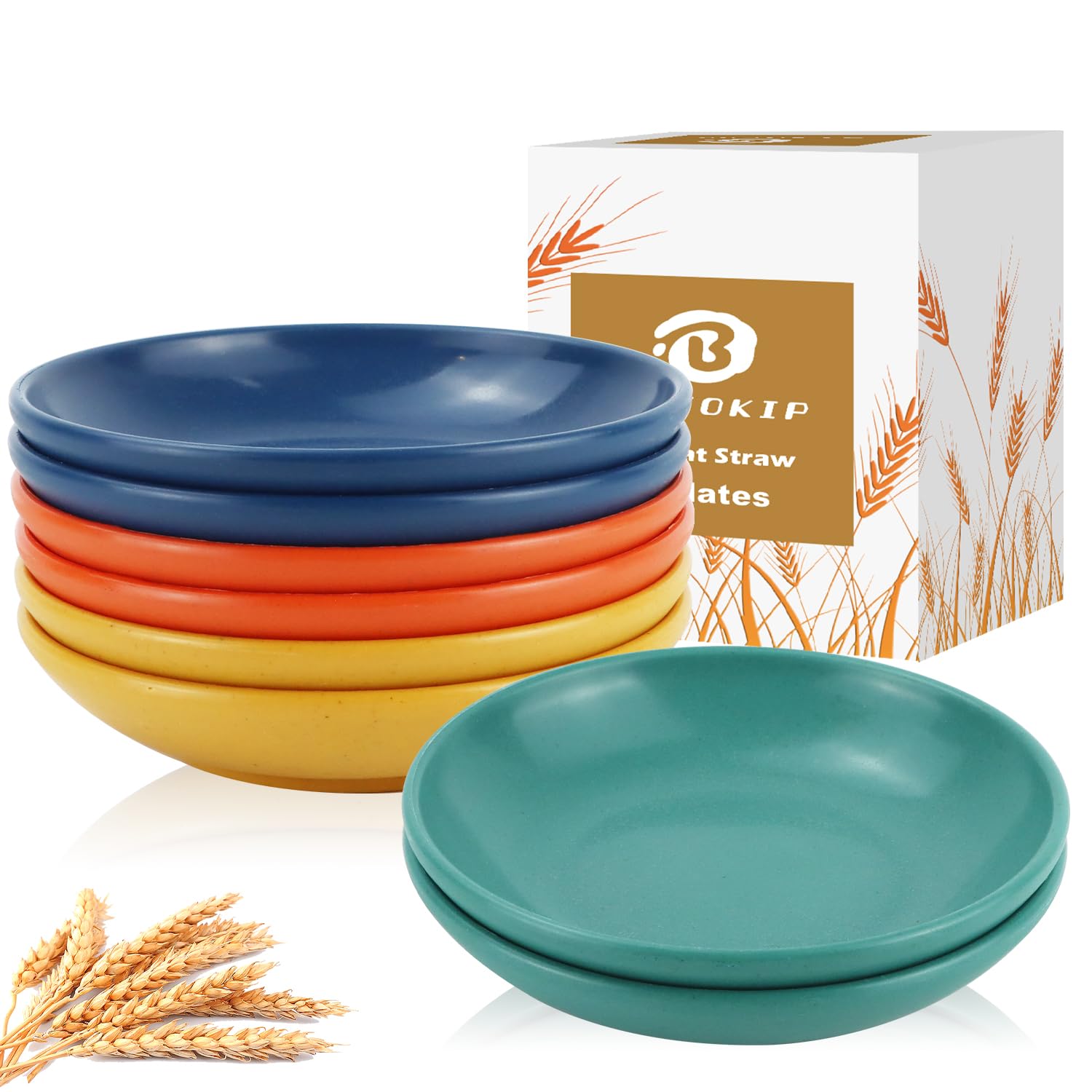 4 Inch Soy Sauce Dishes 8-Piece Set - Lightweight Unbreakable Wheat Straw Mini Serving Plates for Sushi, Dumplings, Appetizers & Condiments (Multicolor) - Perfect for Asian Dining, Party Snacks & Home Kitchen Use