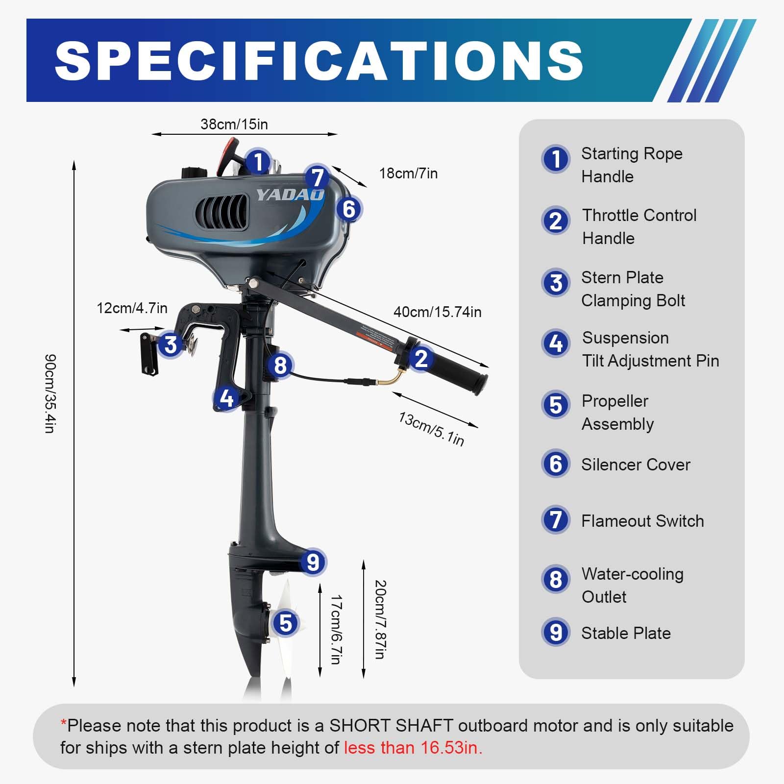 3.5HP 2 Stroke Outboard Boat Motor - TBVECHI Lightweight Marine Engine with CDI Ignition & Water Cooling System - Perfect for Fishing Boats, Small Watercraft & Recreational Boating
