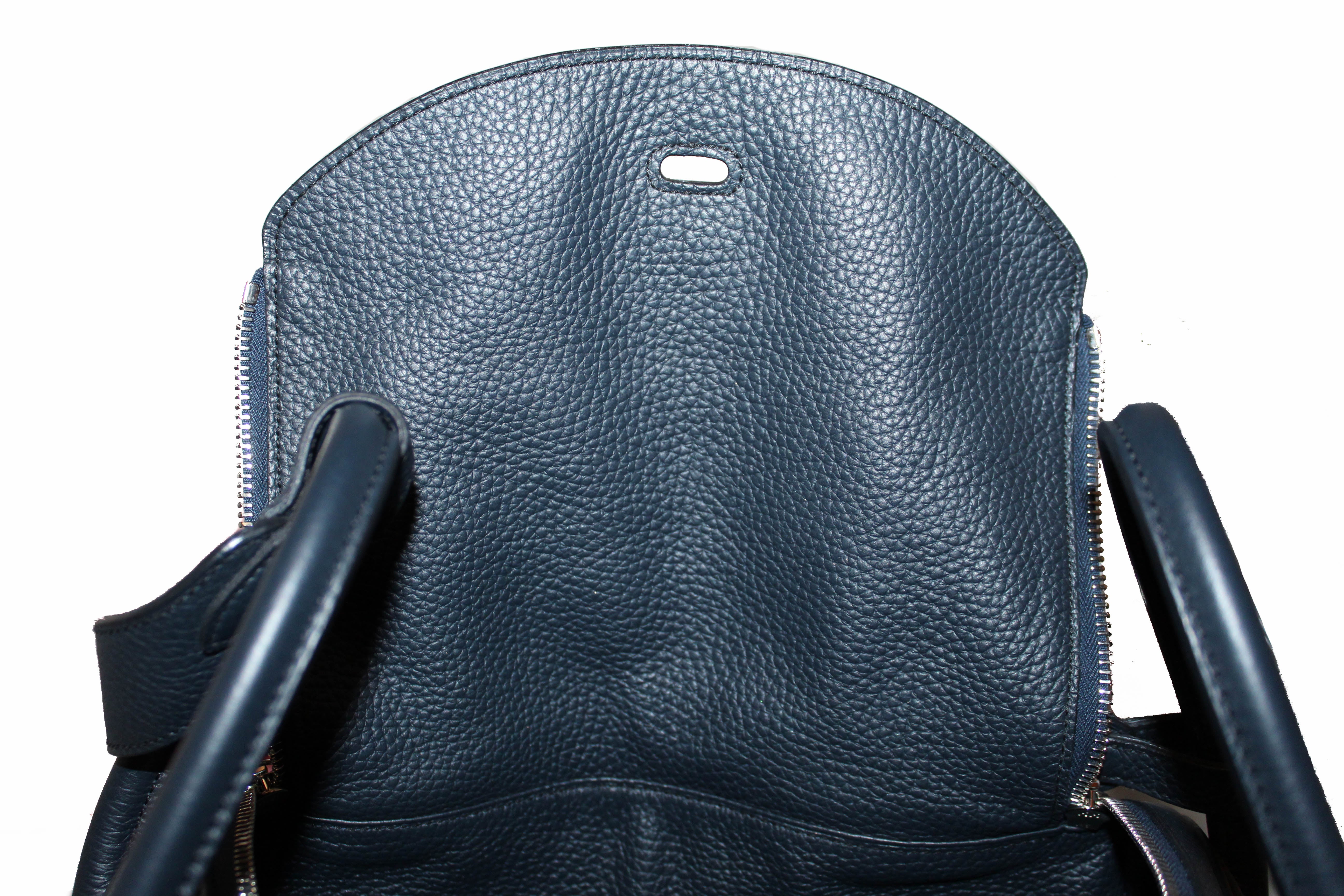Authentic Hermes Bleu Indigo Togo Leather Lindy 30 Handbag & Shoulder Bag - Luxury Designer Purse for Women, Perfect for Work, Travel & Special Occasions