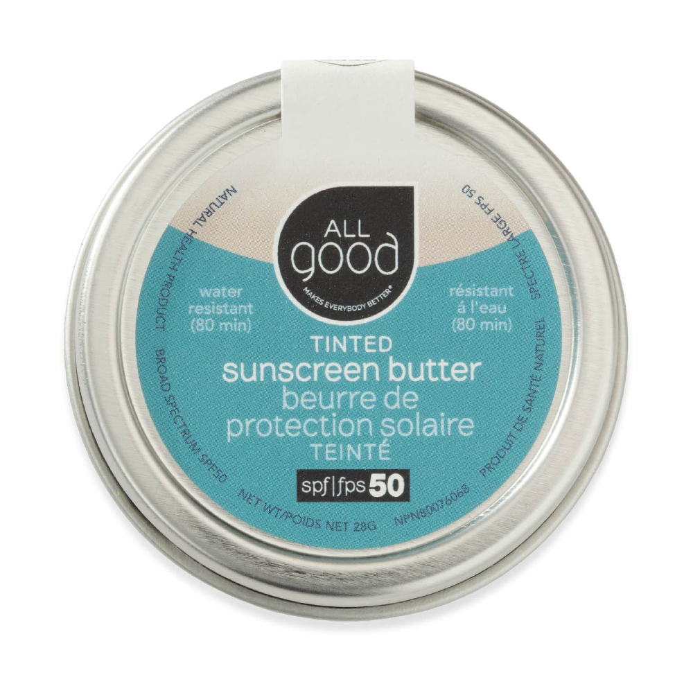 All Good Tinted Sunscreen Butter SPF 50 - 28g Mineral Sunscreen for Face & Body, Natural Zinc Oxide Protection, Reef Safe, Vegan & Cruelty Free - Perfect for Beach, Hiking & Outdoor Activities