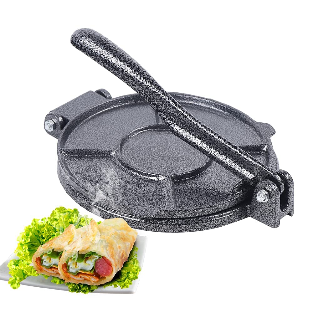 Premium Cast Iron Tortilla Press - Heavy Duty Multi-Purpose Cake & Dough Press for Flour Tortillas, Roti, Dosa, Tawa - Ideal for Home & Restaurant Use - Perfect for Mexican, Indian Cuisine & Baking Needs