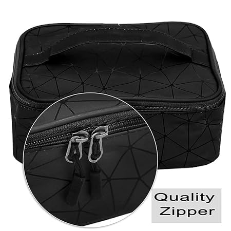 Flywind Women's Waterproof Travel Makeup Bag - Cosmetic Organizer Pouch for Women & Girls | Vanity Case for Makeup Storage | Perfect for Travel, Gym & Daily Use (Black)