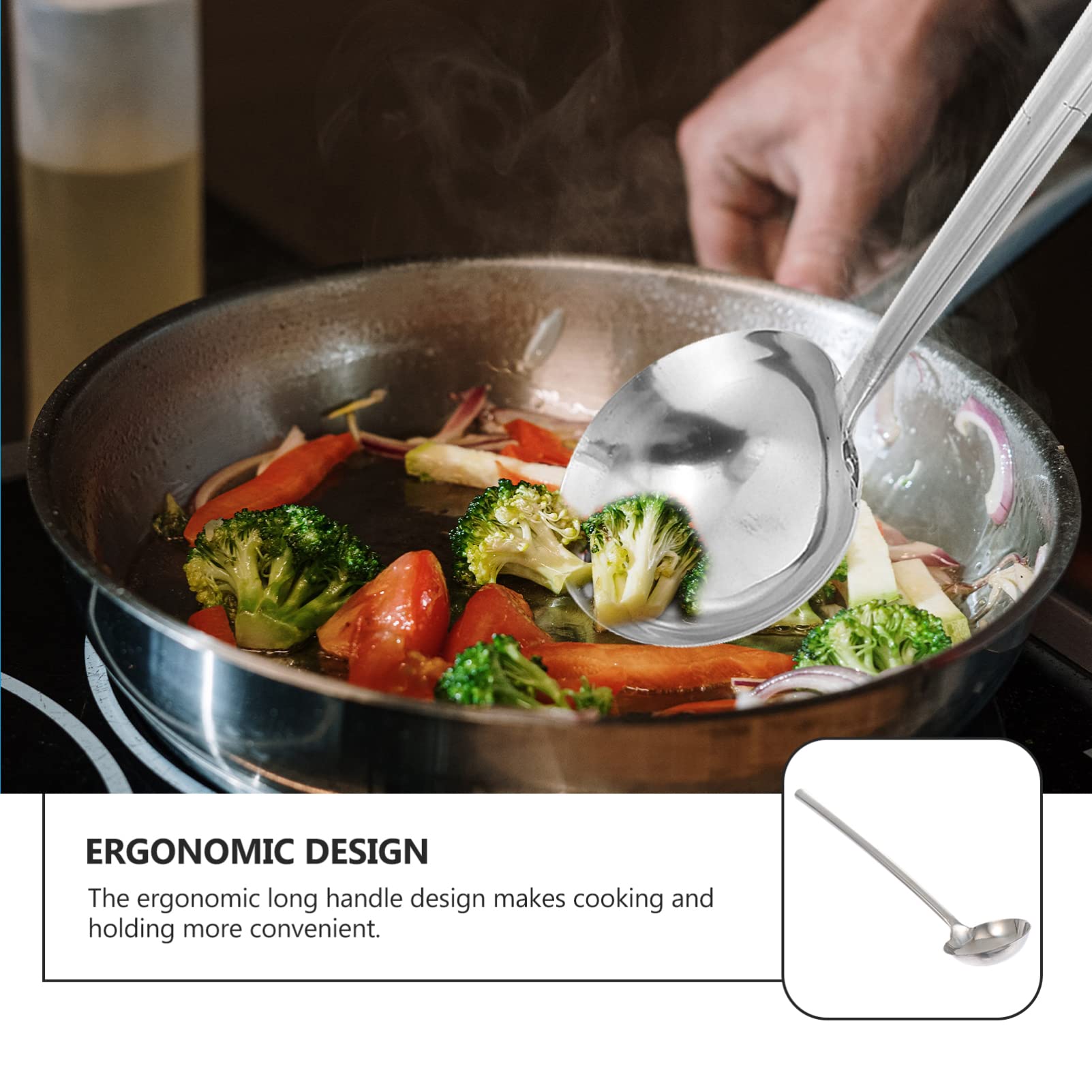 OSALADI Stainless Steel Chinese Wok Ladle - Professional Stir Fry Spoon & Soup Ladle for Asian Cooking - Perfect for Stir-Frying, Deep Frying, and Serving Dishes