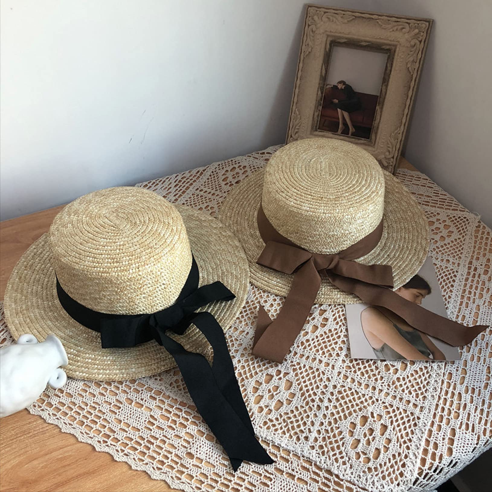 Women's Wide Brim Straw Hat - Breathable Summer Beach Hat with Ribbon Bowknot - Handmade Panama Boater Hat for Sun Protection - Perfect for Beach Vacations, Garden Parties & Outdoor Weddings