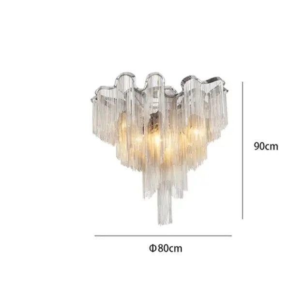 Elegant Aluminum Fringed Chandelier - Timeless Modern Lighting Fixture for Dining Room, Bedroom & Living Room Decor