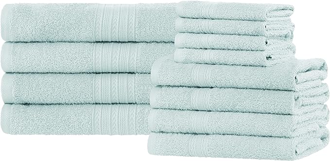 Premium 12-Piece Organic Cotton Towel Set | Soft, Eco-Friendly & Absorbent Bath Towels for Spa, Gym & Home Use