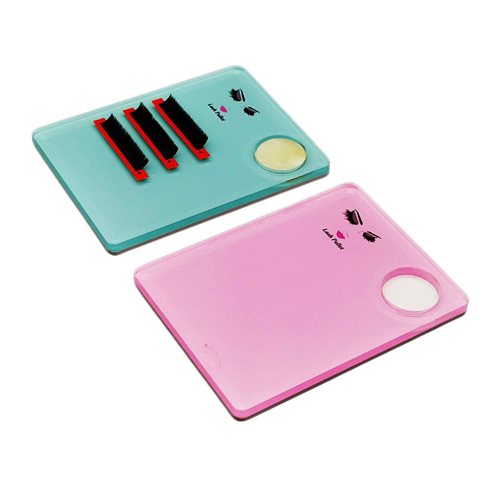 2-in-1 Acrylic Eyelash Extension Palette with Round Jade Stone Set - Professional Lash Grafting Tool Pad & Tray Gasket (Blue) - Perfect for Salon, Spa & Home Lash Extensions