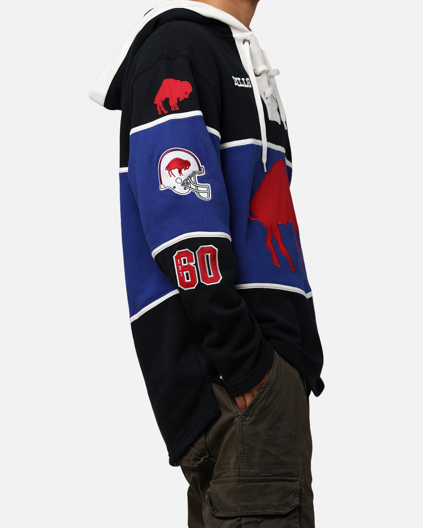 47 Brand Buffalo Bills NFL Legacy Lacer Hoodie - Jet Black - Official Licensed NFL Apparel for Men - Perfect for Game Day, Tailgating & Casual Wear