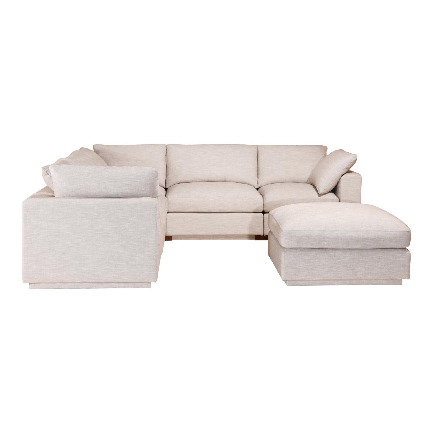Moe's Home Collection Justin Signature Modular Sectional Sofa - Light Grey Fabric - Modern L-Shaped Couch for Living Room, Family Room & Home Theater