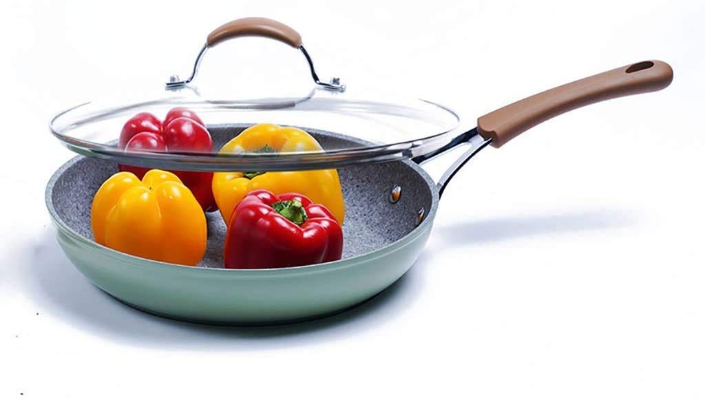 Non-Stick Frying Pan Set - 20/24/28/30cm Stone Coated Skillet with Lid - Omelette Pan, Wok & Saucepan for Healthy Cooking - Perfect for Eggs, Stir Fry & Pancakes