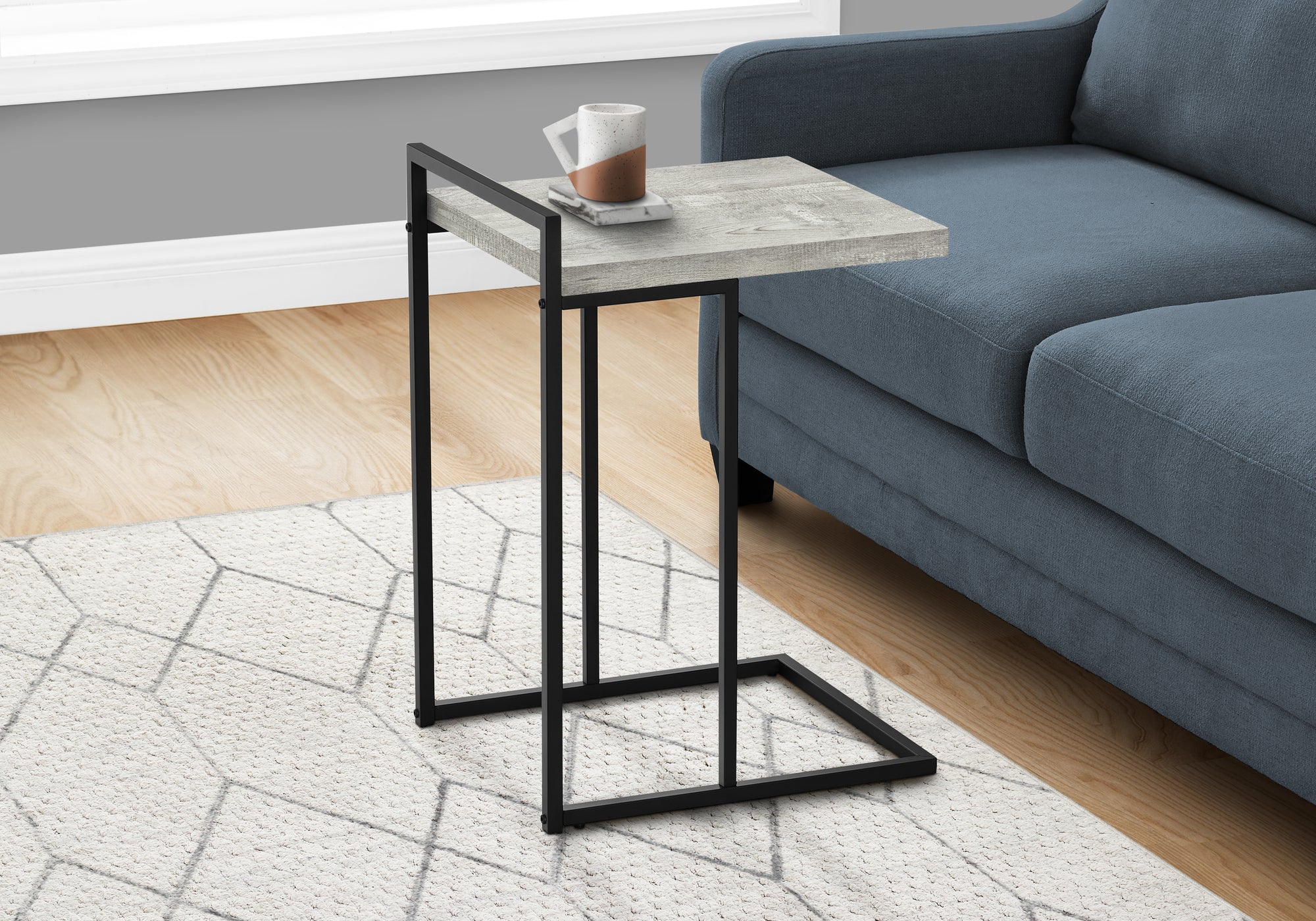Rustic Grey Reclaimed Wood Accent Table with Black Metal Frame - 25